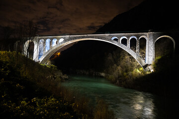 Fototapeta na wymiar Solkan Stone Bridge Nova Gorica