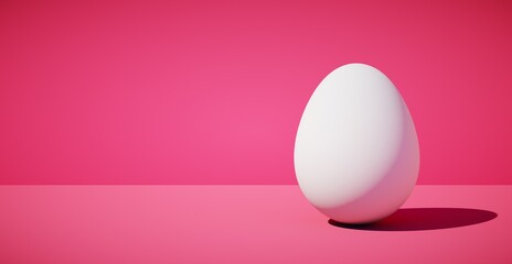 Bright blank background with egg. 3d rendering