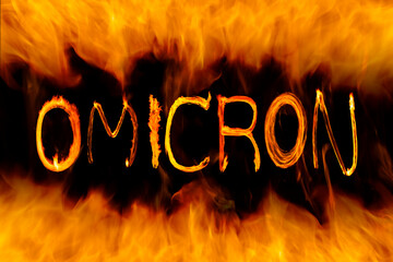 Omicron Script text in fire
