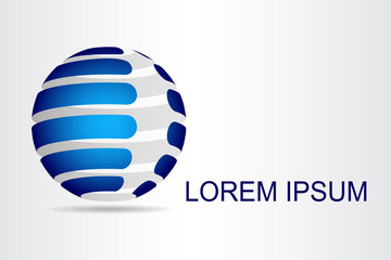 Abstract technology logo stylized spherical surface with abstract shapes. This logo is suitable for global company, world technologies, media and publicity agencies