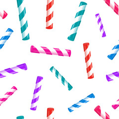 Obraz premium seamless pattern with multicolored striped candy sticks. Sweets pattern