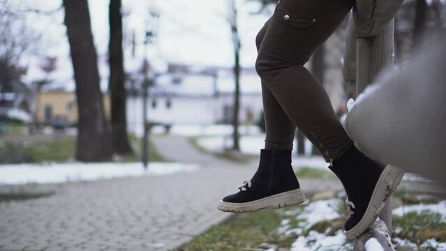 A girl in military uniform. Weapons forces of Ukraine.