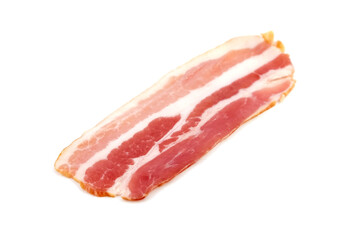 Bacon strip, raw smoked pork meat slice isolated on white