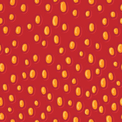 Wild strawberry peel and pits vector seamless pattern. Summer forest berry hand drawn texture for wallpaper, textile, wrapping paper, fabric, packaging, greeting cards. Fruit flat cartoon background © Iryna