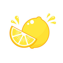 Lemon cartoon vector. Lemon on white background.