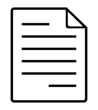 Paper document icon. Black vector pictogram.
