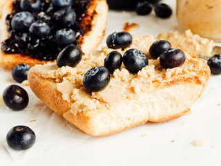 Peanut butter blueberries toast