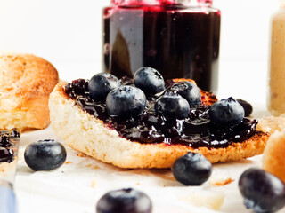 Blueberry jam toast