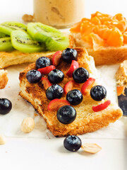 Toasts with fruits and berries