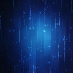 Binary Code Background, Digital Abstract technology background, flowing number one and zero text in binary code format in technology background. Internet Big data Concept