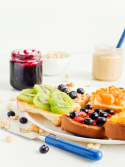 Toasts with fruits and berries
