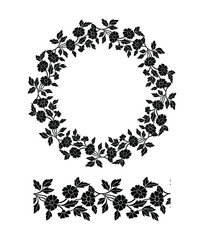 black and white floral frame