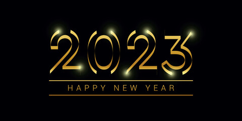 happy new year blue holiday background 2023 with golden typography
