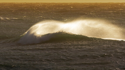 Waves with strong wind after a storm, Patagonia, Argentina.