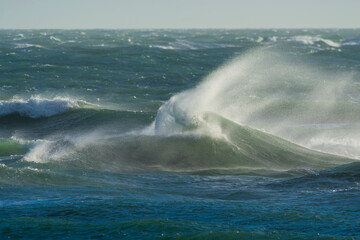Waves with strong wind after a storm, Patagonia, Argentina.