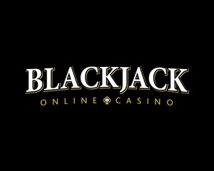 Blackjack logo sign on a black background, isolated. Card casino online game. Vector illustration