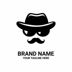 gentleman face silhouette vector, vector design logo	