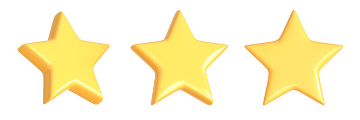 Minimal star symbol isolated on a white background. Rating stars icon for review product. 3d rendering, 3d illustration