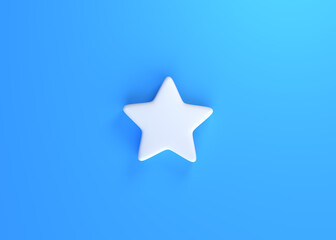 Minimal star symbol on blue background. Stars icons. 3d rendering, 3d illustration