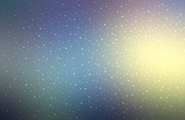Shiny sparkles flying on glowing iridescent background of blue lilac green gradient. Shimmering airy texture. Holidays fantasy illustration.