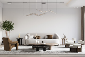 Living Room Wall Mockup - 3d rendering, 3d illustration