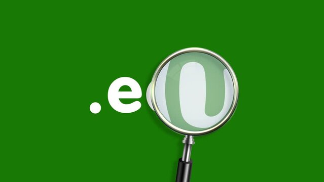 Magnified glass with the word .edu motion animation.4K motion animation.green screen.