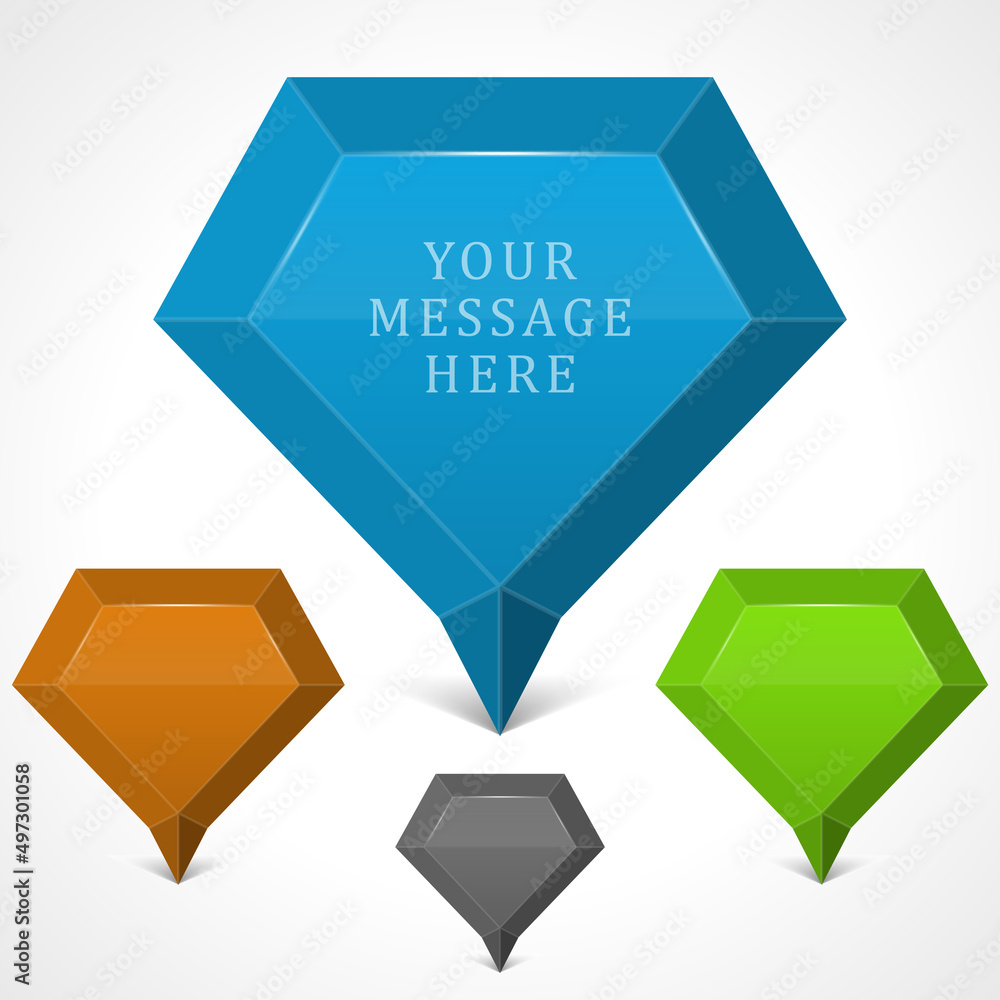 Wall mural web geometric label polygon vector template. blue glass crystal banner with green futuristic design.