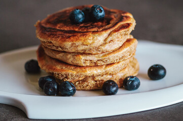 a pile of delicious blueberries pancakes