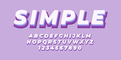purple simple text alphabet font effect with flat color