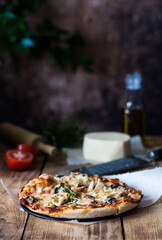 traditional Italian pizza in a rustic style
