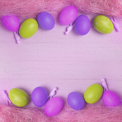 Easter border template with colored eggs
