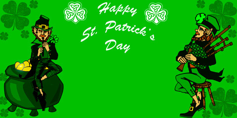 elves playing music on saint patrick's day, happy saint patrick's day 