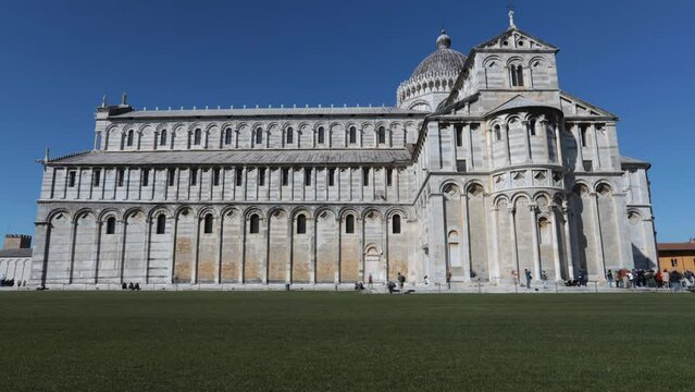 Time Lapse of the Cathedral  of Pisa with the crowd of tourists that visit the amazing Piazza dei Miracoli.