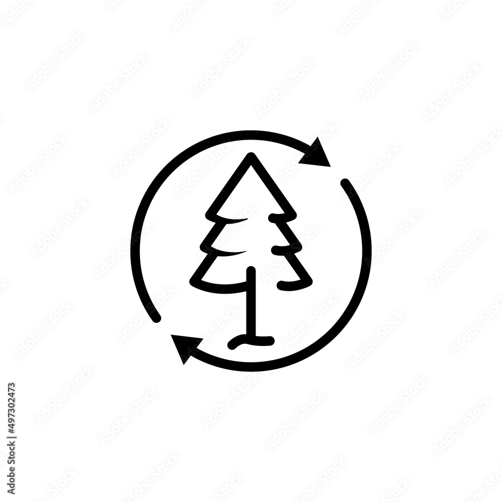 Poster tree icon with circle. suitable for forest symbol, park, garden. line icon style. simple design edit