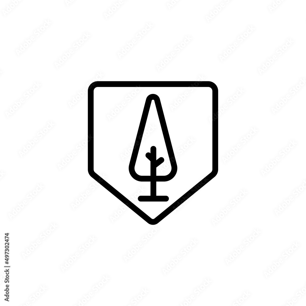 Poster tree icon with pentagon. suitable for forest symbol, park, garden. line icon style. simple design ed