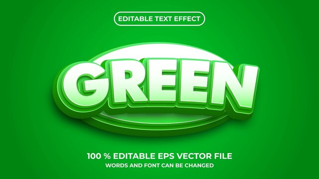 Green text effect template design with 3d style