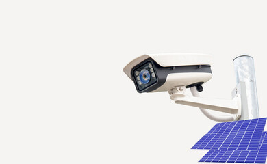 Cctv system solar power natureon the 24-hour anti-staring technology isolated on the background.