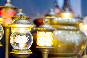 Buddhist lamps in the shop