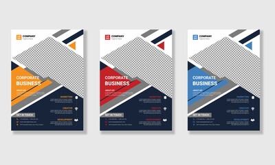Yellow, Blue and Red Business Flyer Layout with Geometric Elements