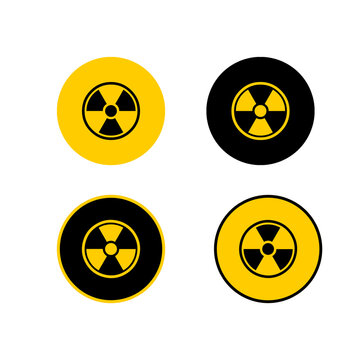 Radioactive Nuclear Radiation warning sign flat icon set