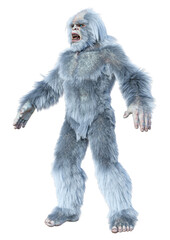 3D Rendering Yeti on White