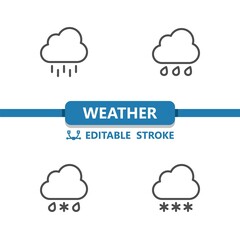 Weather Icons. Cloud, Rain, Raining, Sleet, Snow, Snowing