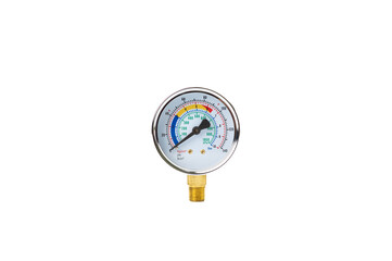 Multiple reading pressure gauge isolated on white background 