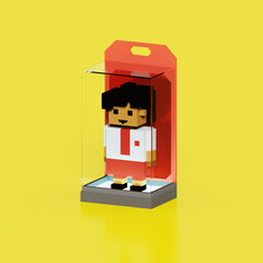 3D Rendering of Indonesia primary school character using voxel art style