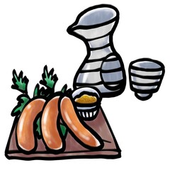 日本酒（熱燗）とソーセージ