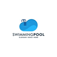Swimming pool logo design vector illustration