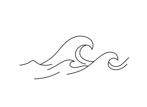 Vector isolated multiple high waves colorless black line simple graphic drawing. 