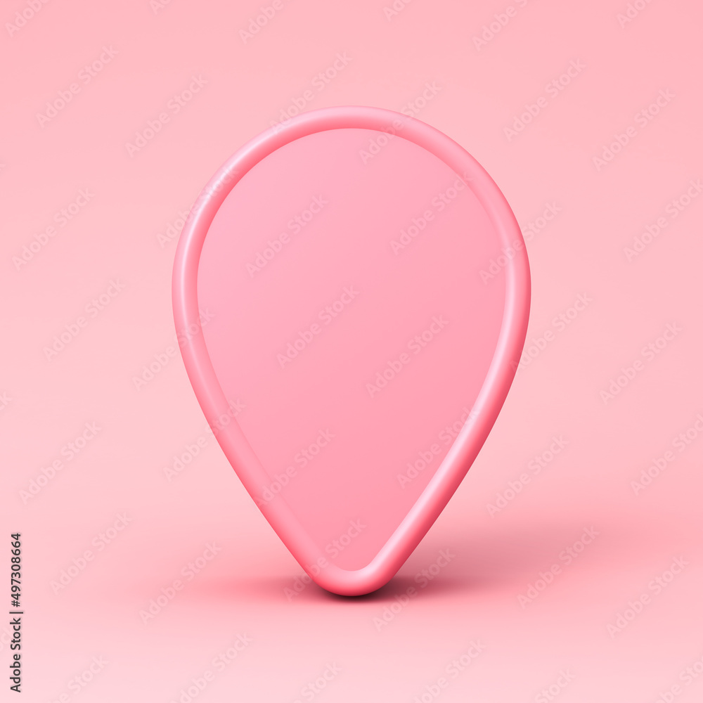 Fototapete blank location sign pin or idea signage board mock up stand isolated on pink pastel color background