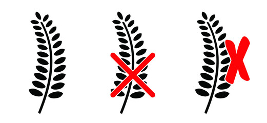 No wheat. Gluten ( coeliakie ) is a mixture of proteins that occurs naturally in certain grains. Gluten free diet. Vector product label or icon. Organic food allergy symbol or pictogram. allergen free