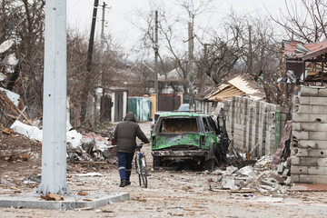 War in Ukraine. Streets of Chernihiv